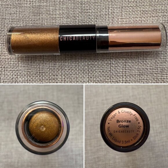 Chica Beauty Bronze Glow Highlighter Duo Full Size Double-Ended Stick and Liquid - Picture 5 of 5